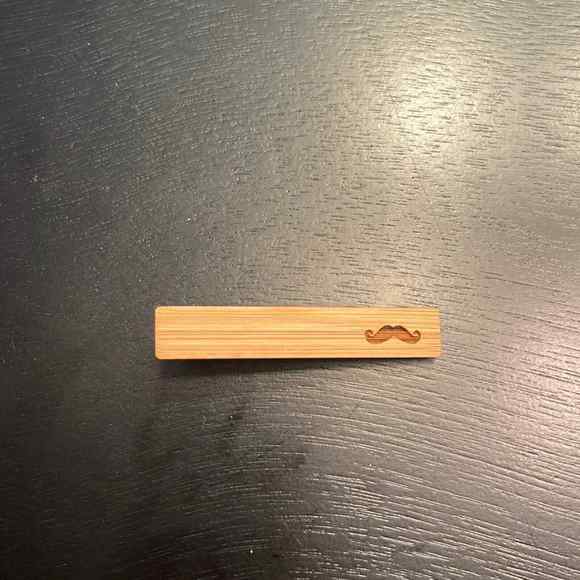 Wooden Mustache Imprint Tie Clip - Picture 3 of 5